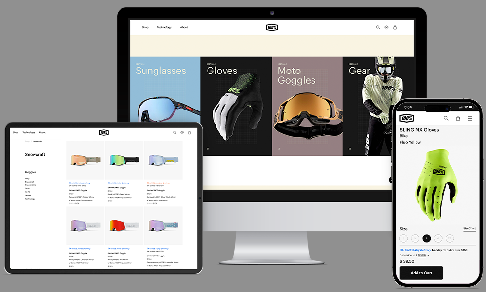 100% website shown on a desktop, tablet, and phone
