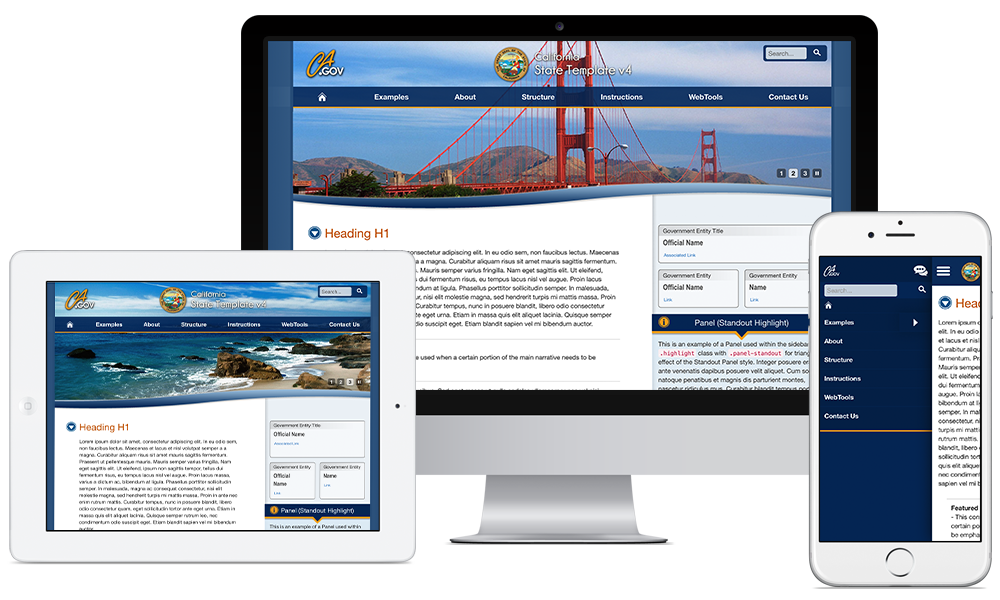 State of California website shown on a desktop
