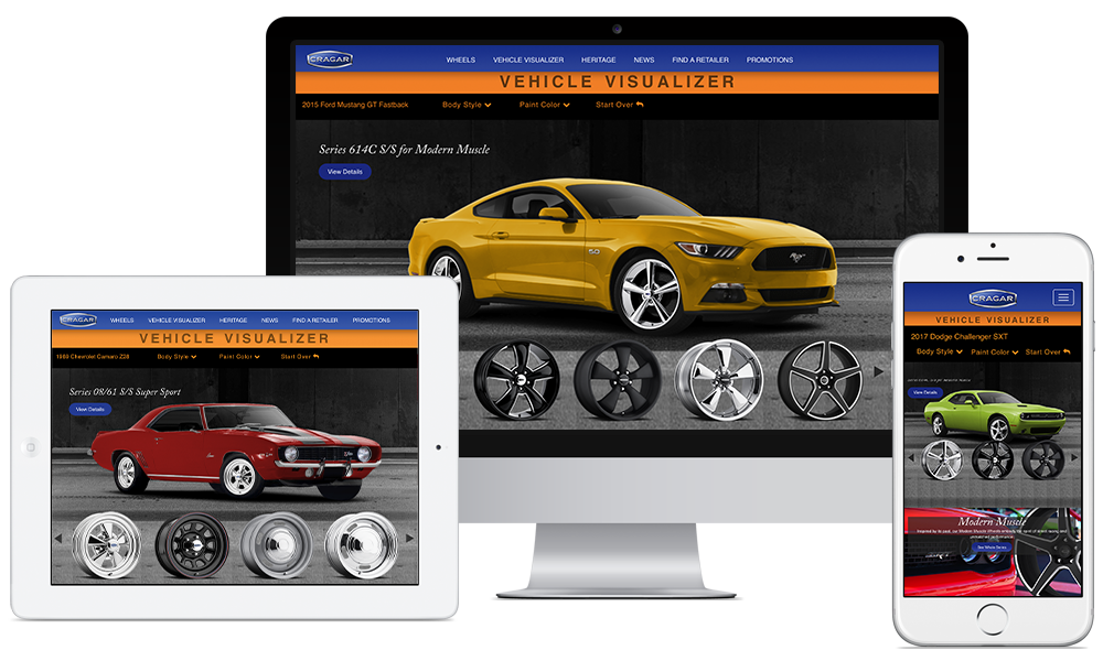 Cragar Wheels website shown on a desktop
