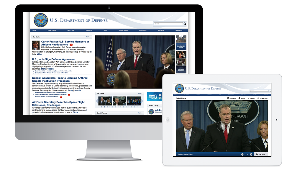 US Department of Defense website shown on a desktop