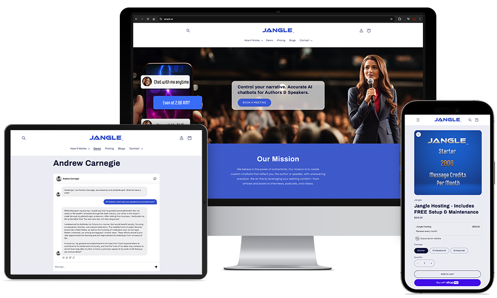 Jangle AI website shown on a desktop