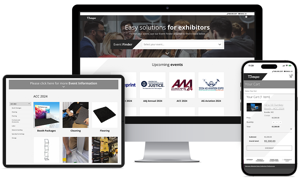 T3 Expo website shown on a desktop