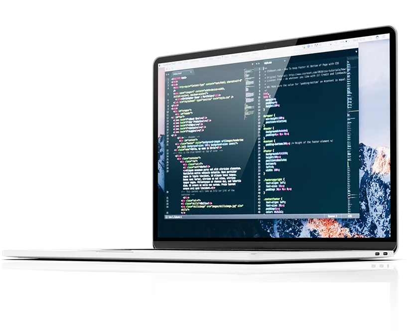 Laptop displaying a syntax-highlighted code editor
